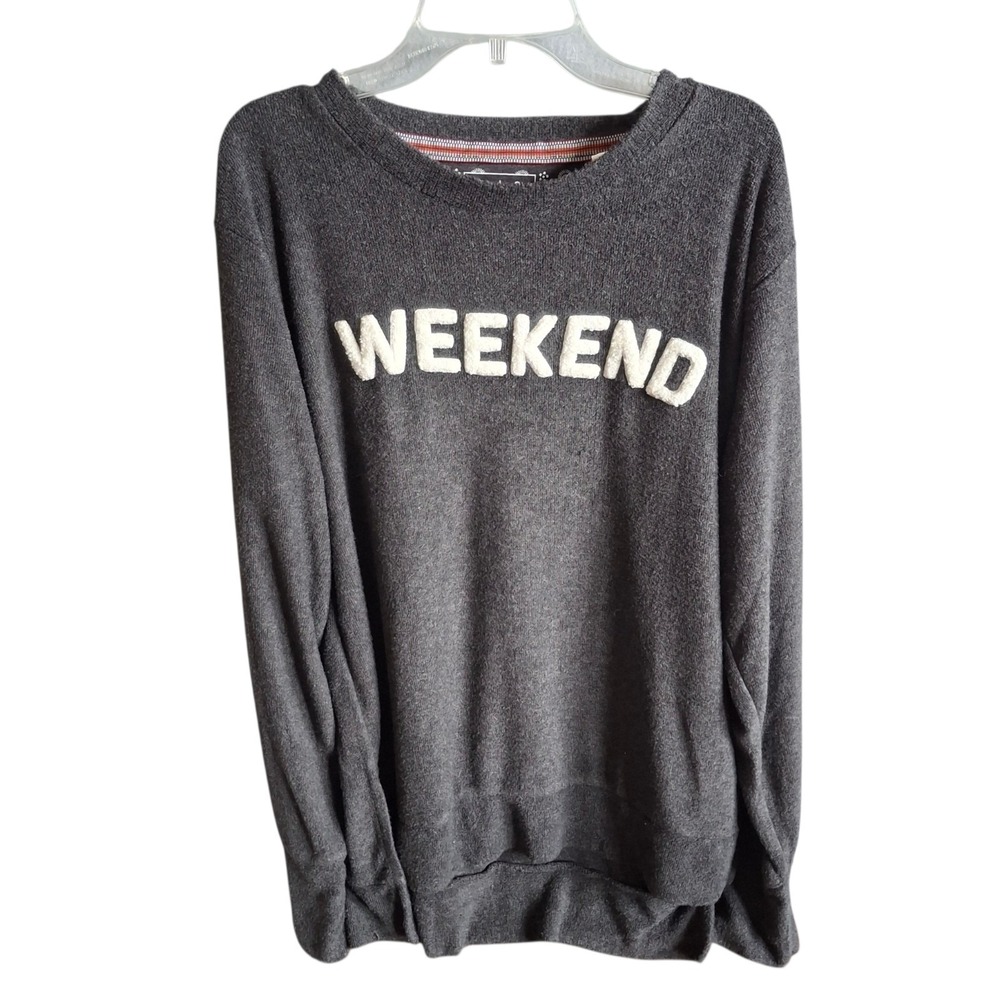 ROYCE BRAND Womens Large Gray Boucle Fleece Sweater Long Sleeve WEEKEND